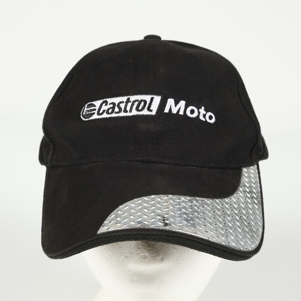 Castrol Motorcycle Oil Diamond Plate 100% Cotton Strapback Ball Cap Hat Black